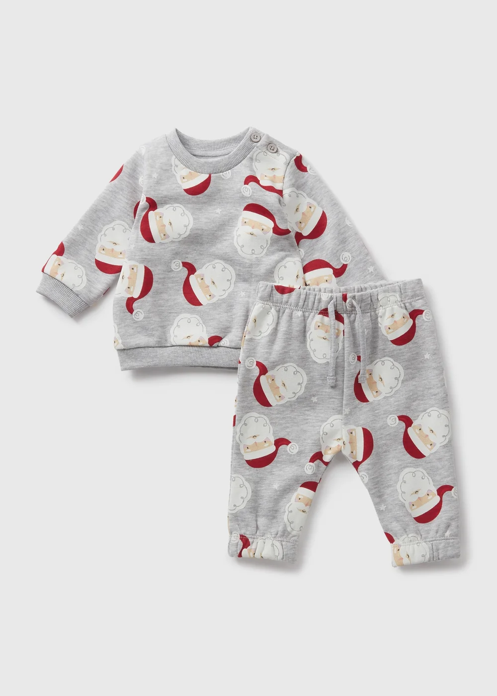 Christmas Baby Grey Santa Sweatshirt & Jogging Bottoms Set (Newborn-23mths) - Age 0 - 3 Months Image 1