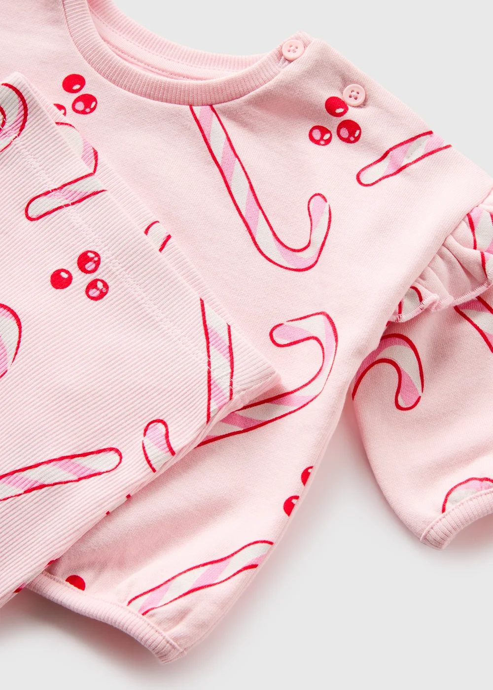 Baby Pink Candy Cane Sweatshirt & Leggings Set (Newborn-23mths) - Age 0 - 3 Months Image 2