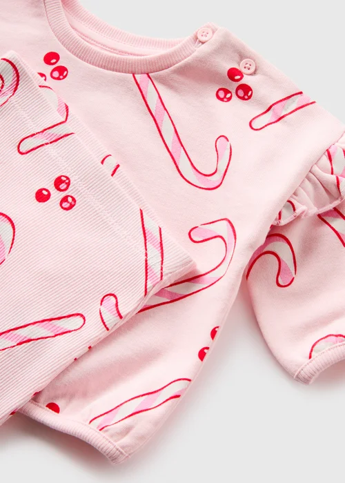 Baby Pink Candy Cane Sweatshirt & Leggings Set (Newborn-23mths) - Age 0 - 3 Months Image 2