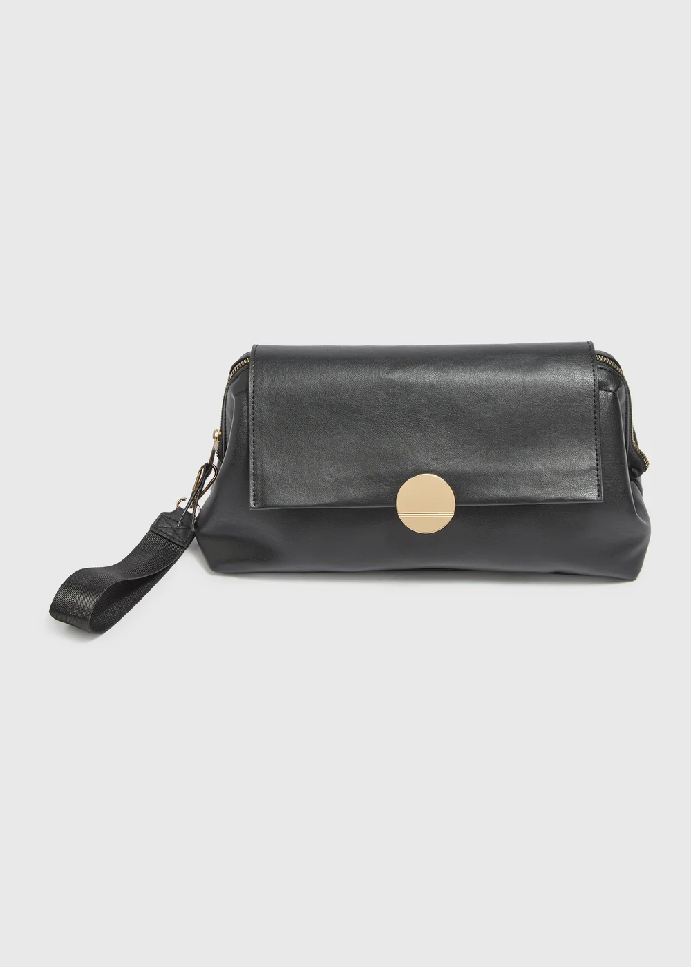 Black Oversized Hardware Detail Clutch - One Size Image 1