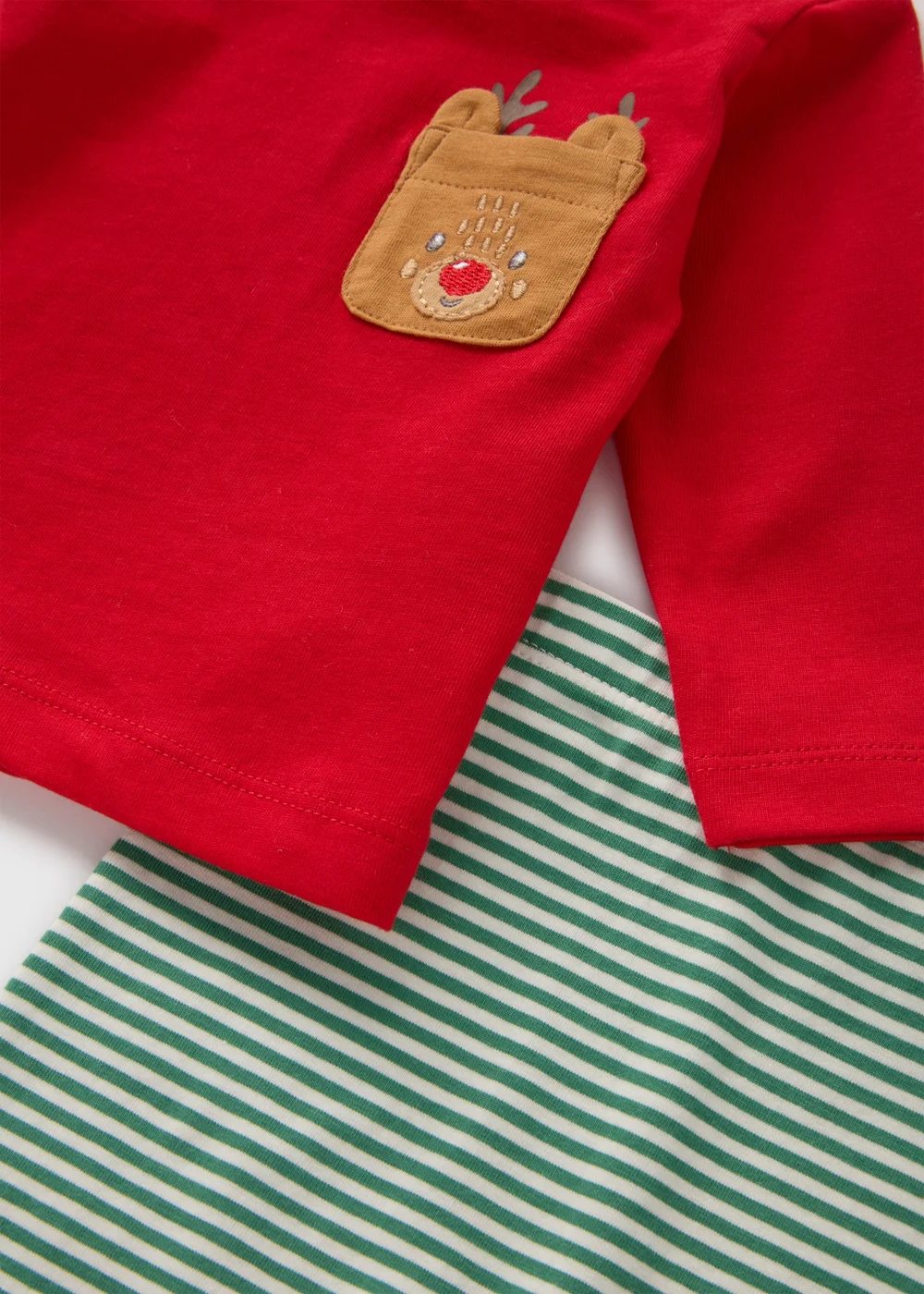 Baby Red Christmas Reindeer Top & Leggings Set (Newborn-23mths) - Age 0 - 3 Months Image 2