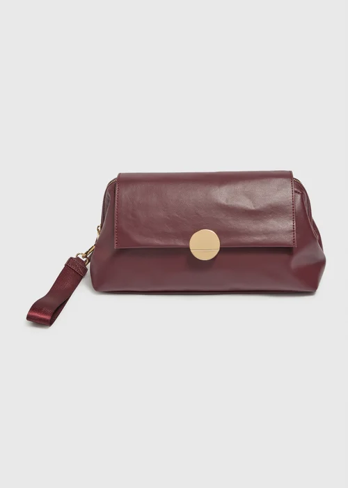 Burgundy Oversized Hardware Detail Clutch - One Size Image 1