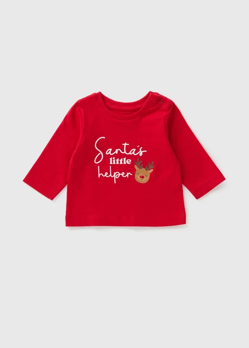Christmas Baby Red Santa T-Shirt (Newborn-23mths) - 0-3 months Image 1