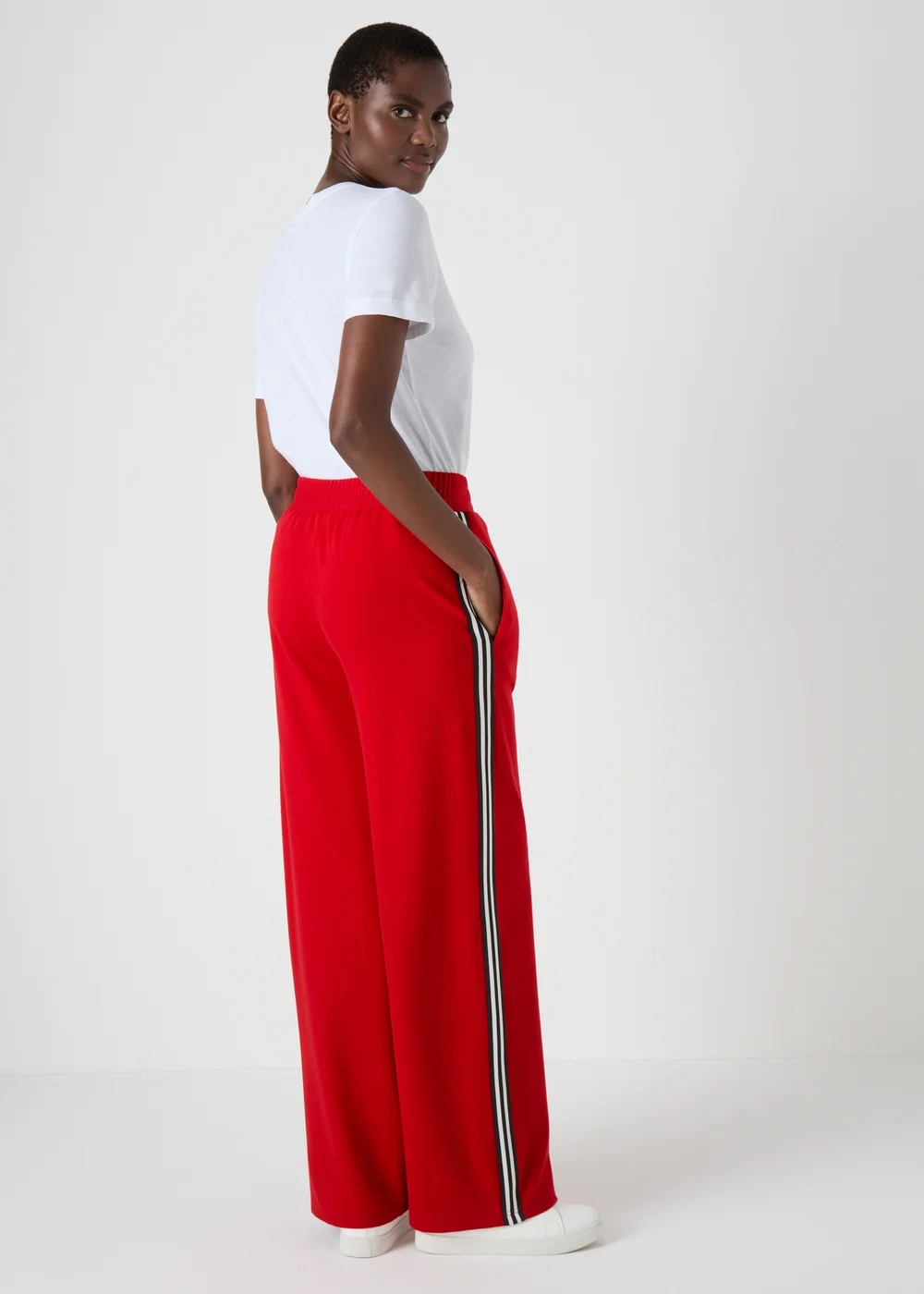 Red Side Stripe Wide Leg Trousers - 8 Image 2