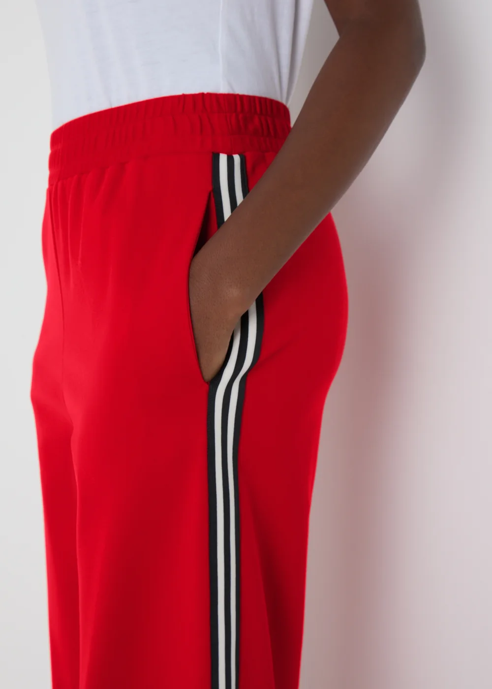 Red Side Stripe Wide Leg Trousers - 8 Image 3