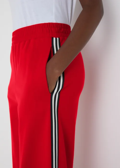 Red Side Stripe Wide Leg Trousers - 8 Image 3