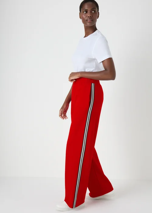 Red Side Stripe Wide Leg Trousers - 8 Image 1