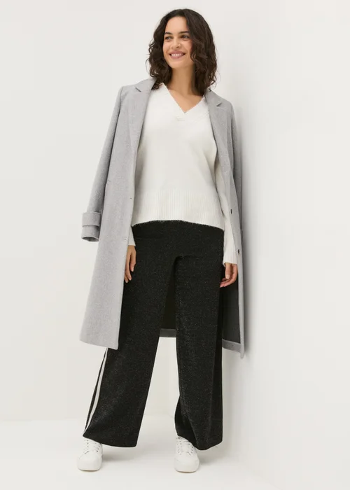 Black Wide Leg Sparkle Stripe Trousers - 8 Image 3
