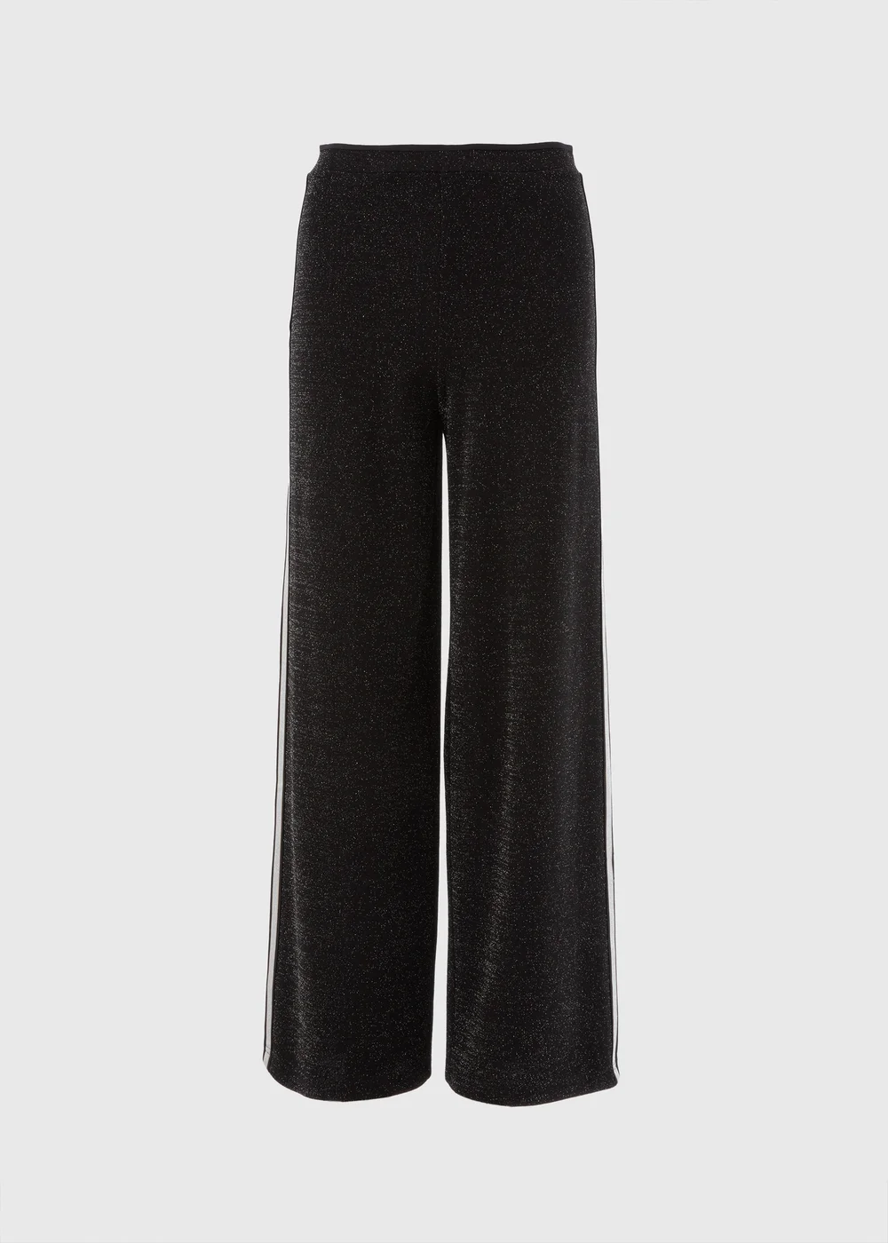 Black Wide Leg Sparkle Stripe Trousers - 8 Image 4