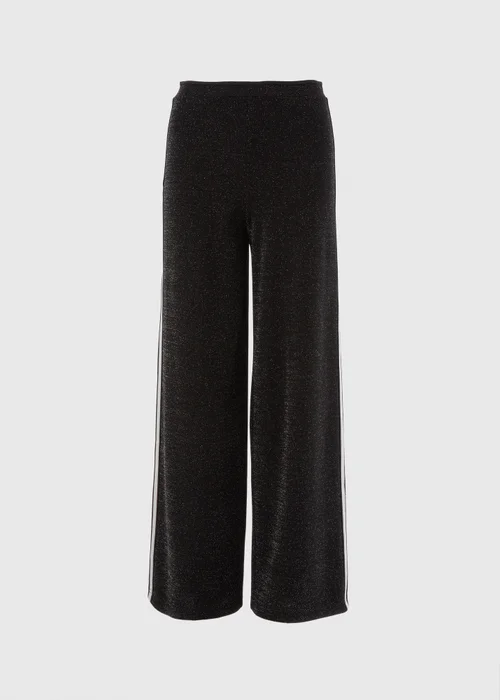 Black Wide Leg Sparkle Stripe Trousers - 8 Image 4