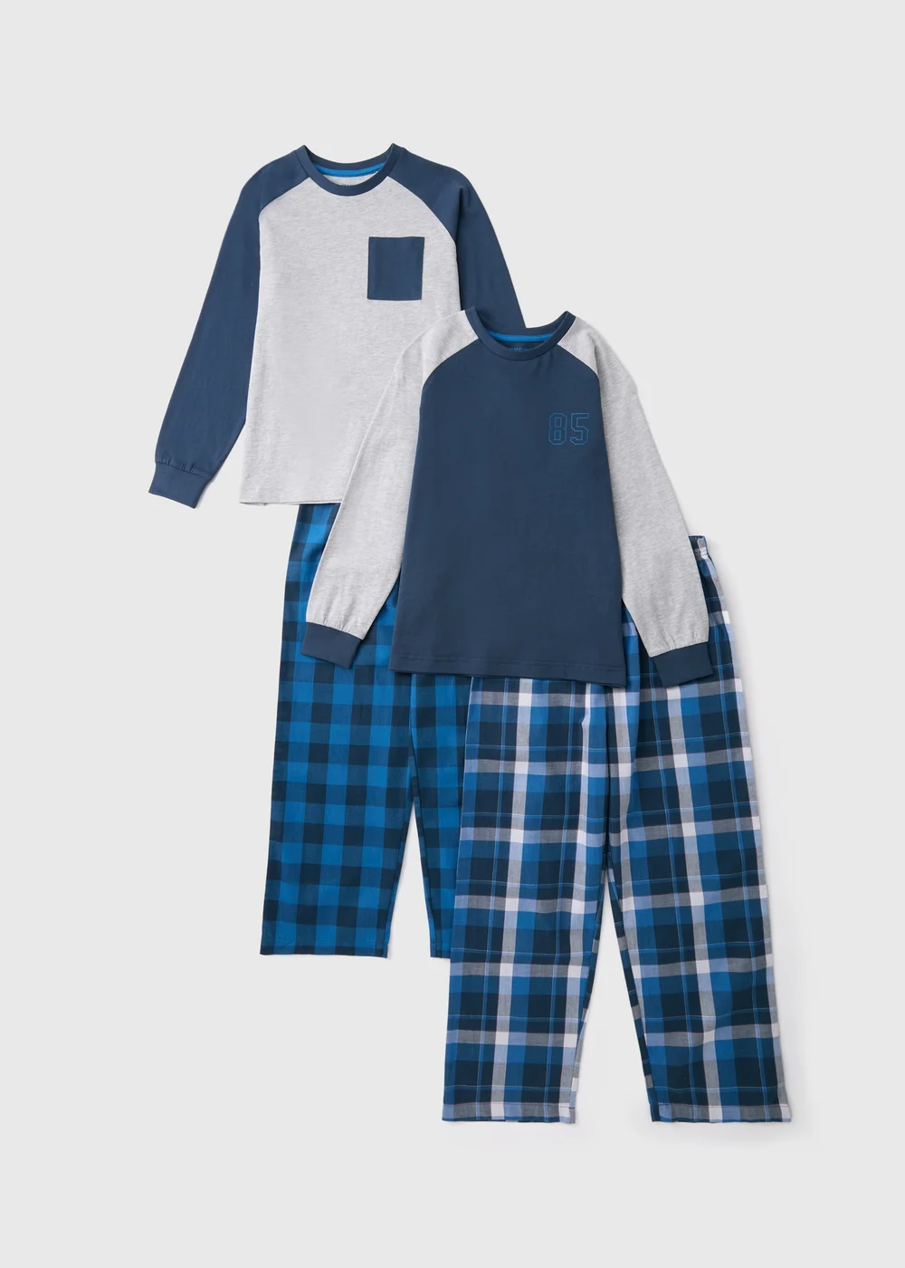 2 Pack Boys Blue Pyjama Sets (Younger 10-Older 12) - Age 7 Years Image 1