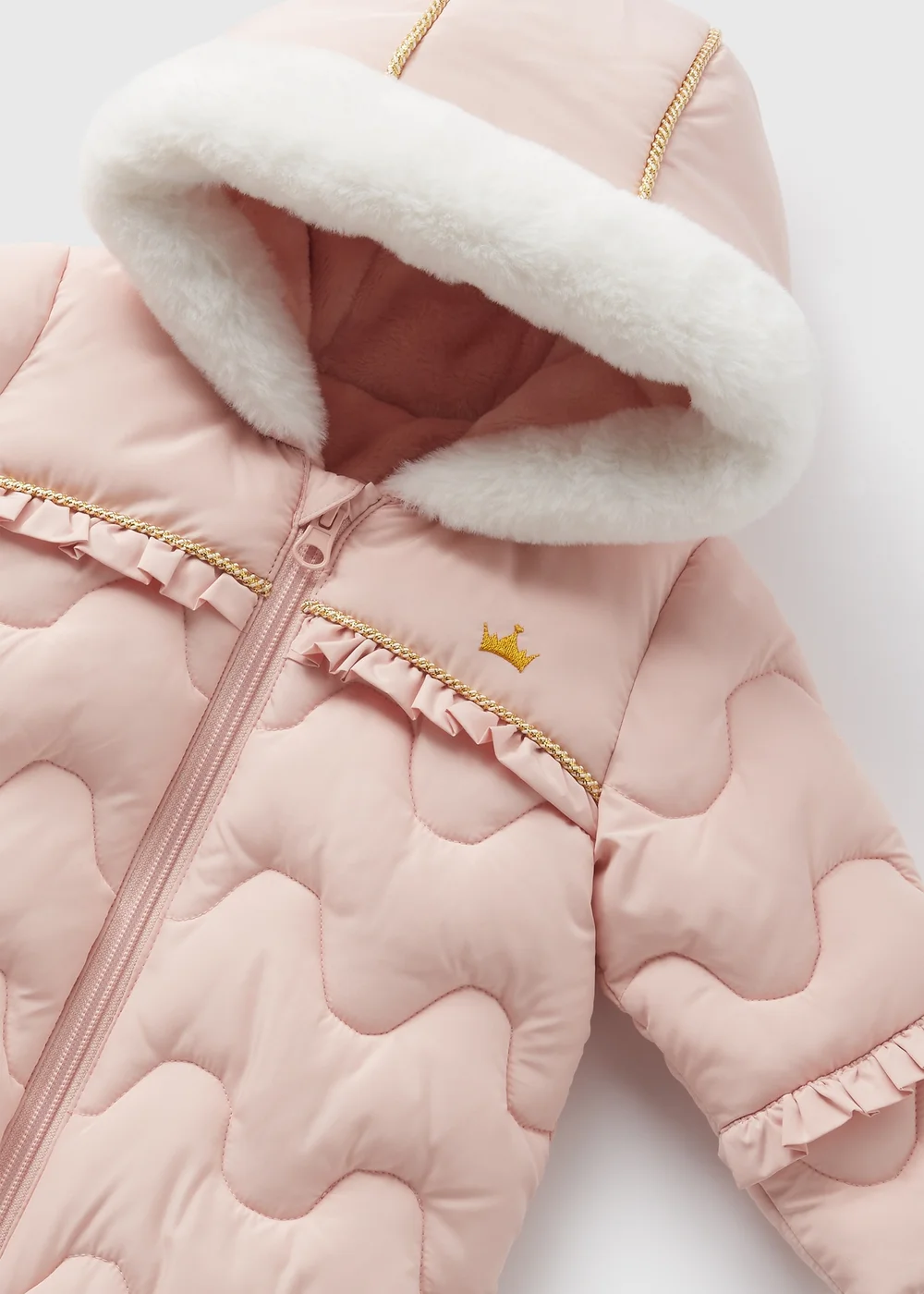 Baby Pink Frill Showerproof Snowsuit (Newborn-18mths) - 0-3 months Image 2