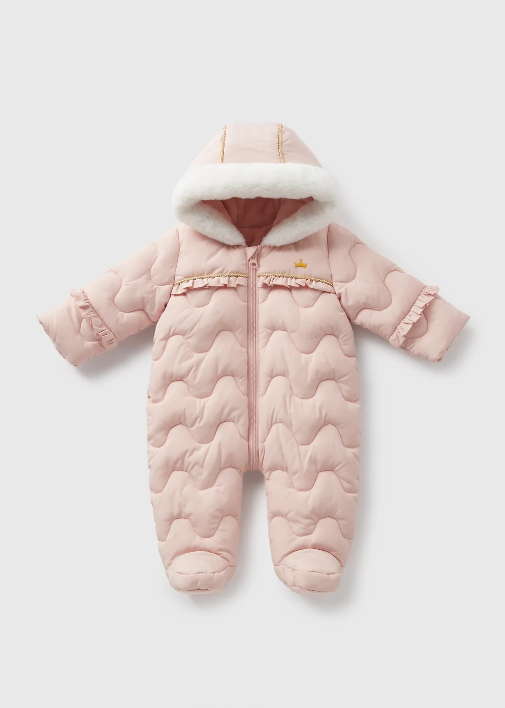 Baby Pink Frill Showerproof Snowsuit (Newborn-18mths) - 0-3 months Image 1