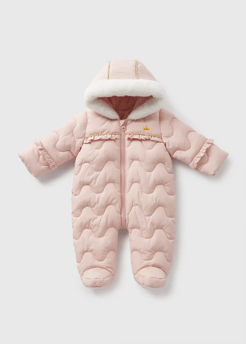 Baby Pink Frill Showerproof Snowsuit (Newborn-18mths) - 0-3 months Image 1