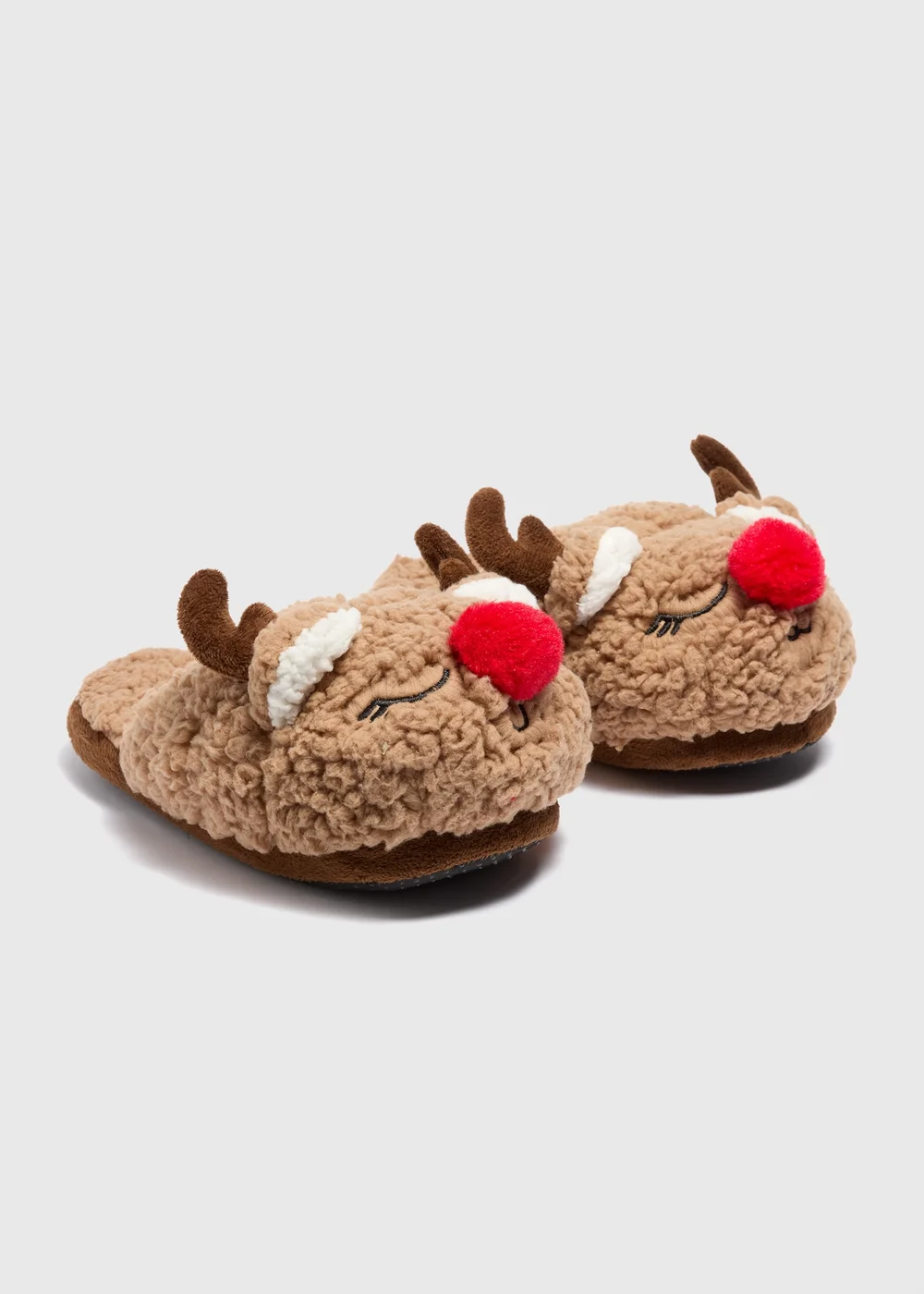 Winter Poem Brown Reindeer Mule Slippers - S Image 1