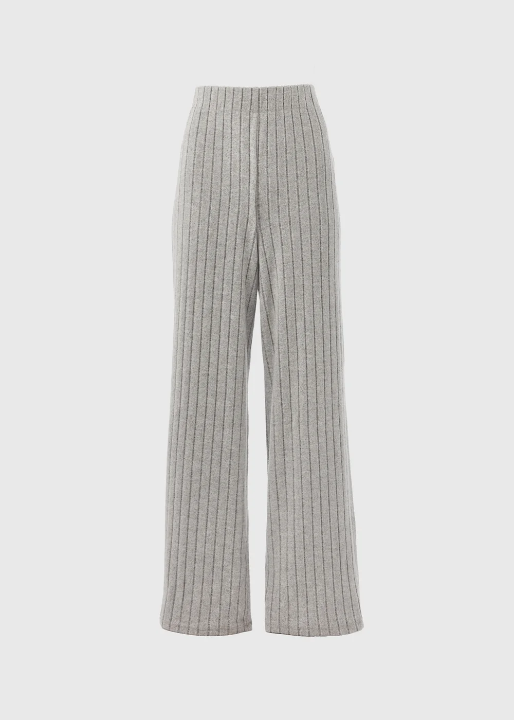 Grey Ribbed Wide Leg Trousers - 8 Image 1