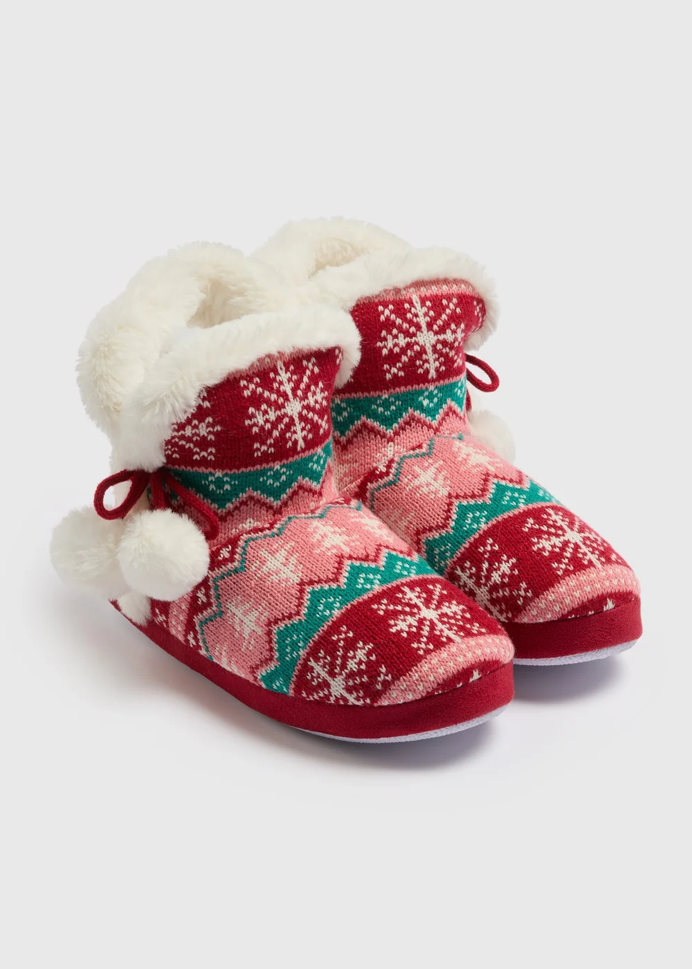 Red Fairisle Boot Slippers - Small Image 1