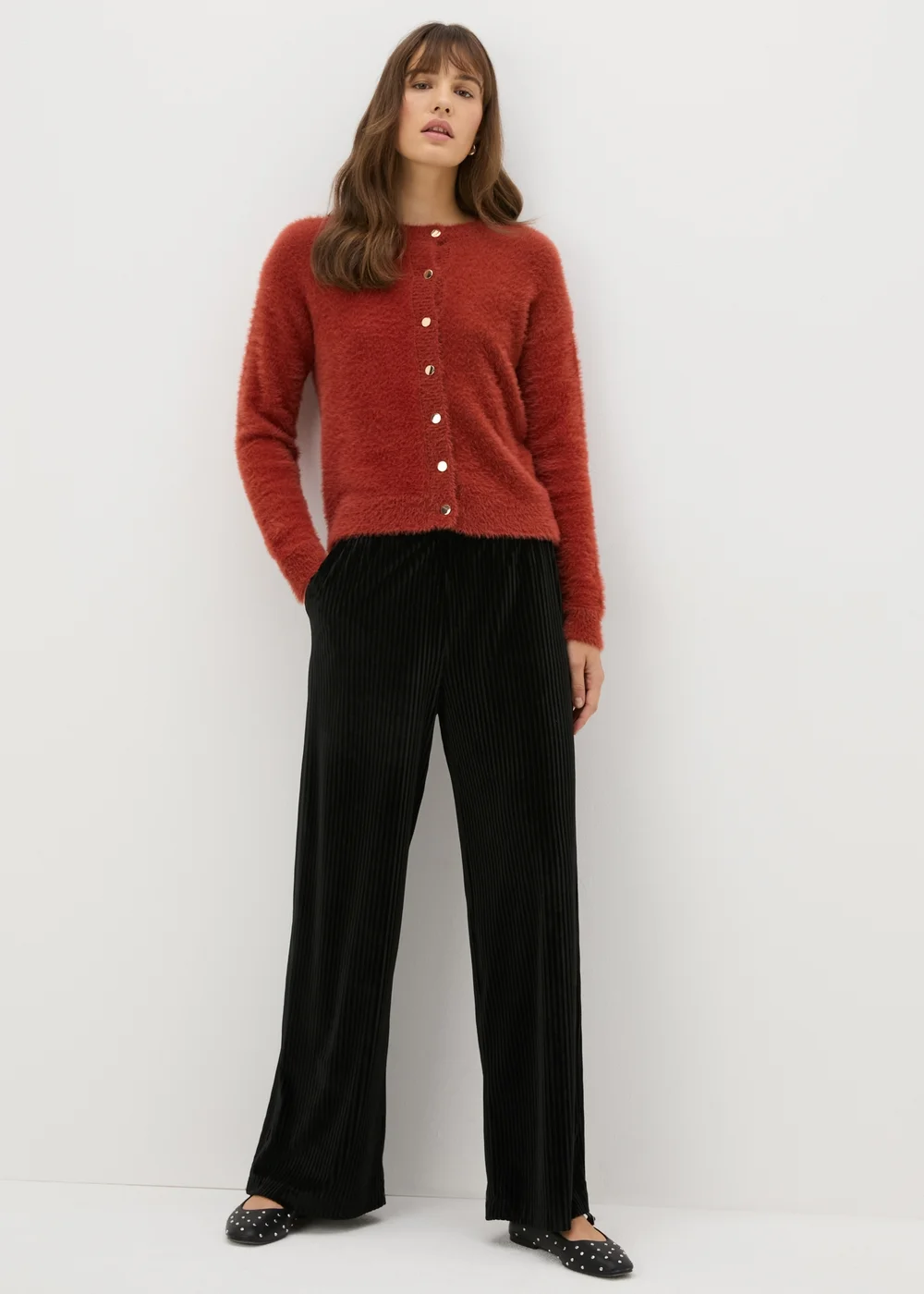 Black Velvet Wide Leg Trousers - 8 Image 1