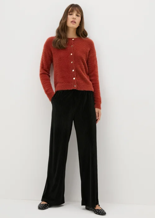 Black Velvet Wide Leg Trousers - 8 Image 1