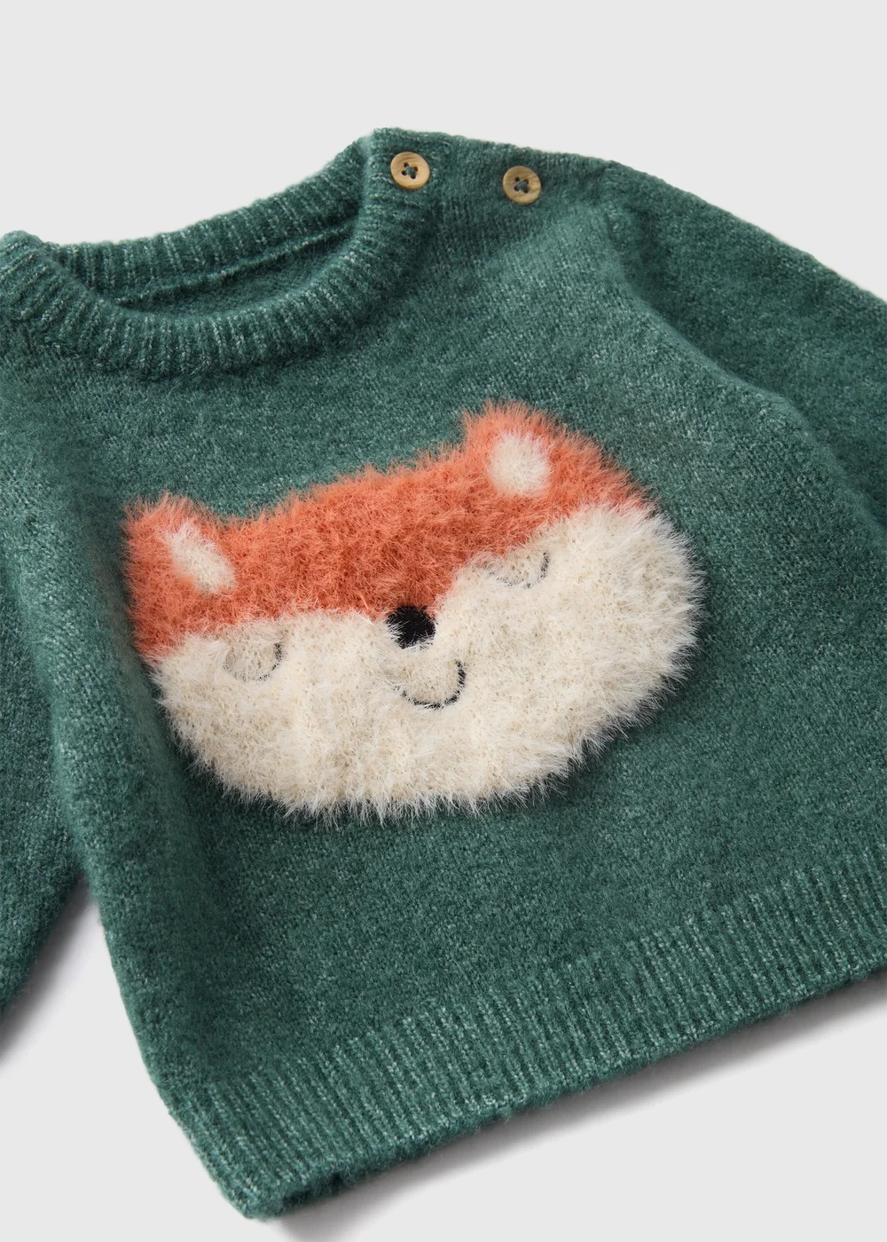 Baby Green Knitted Fox Jumper (Newborn-23mths) - 0-3 months Image 2