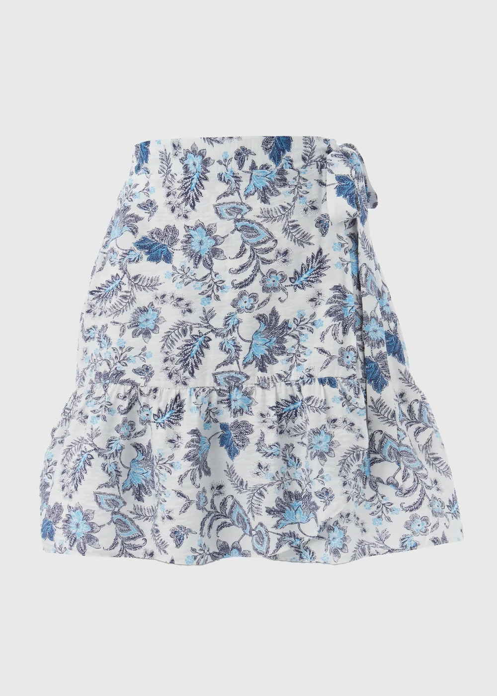 White Floral Mini Wrap Skirt - Size 8 Image 5