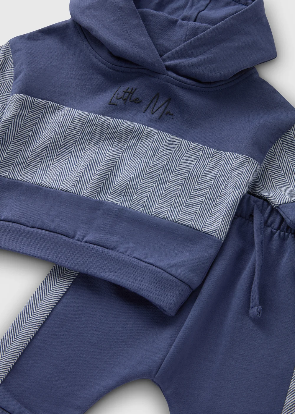 Baby Navy Herringbone Hoodie & Jogging Bottoms Set (Newborn-23mths) - Age 0 - 3 Months Image 2