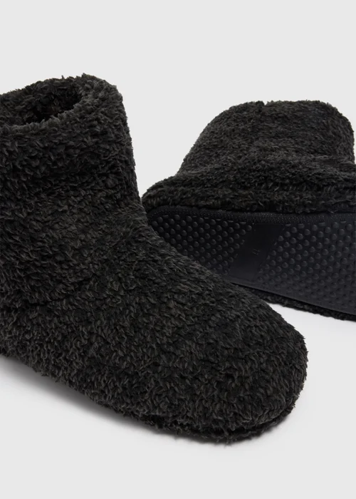 Charcoal Fluffy Gown Slipper Boots - 7 Image 2