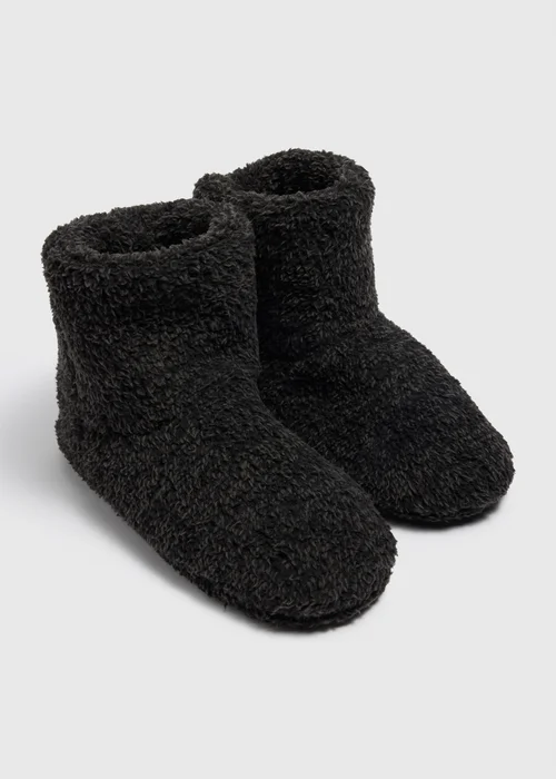 Charcoal Fluffy Gown Slipper Boots - 7 Image 1