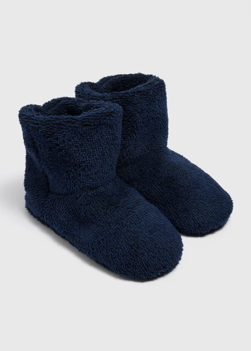 Navy Fluffy Gown Slipper Boots - Size 6 Image 1