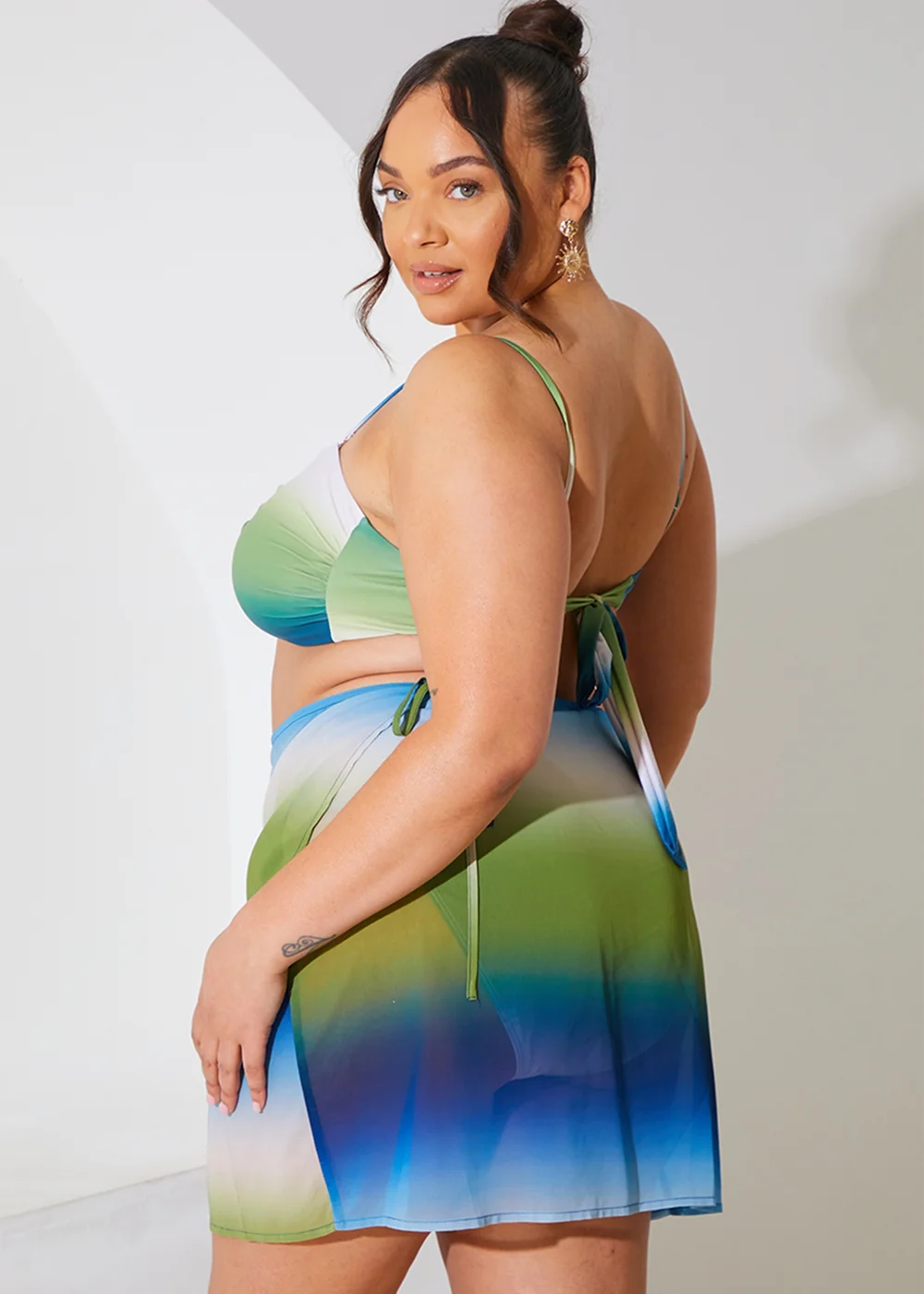 In The Style Multicolour Ombre Print Tie Sarong - 18 Image 2