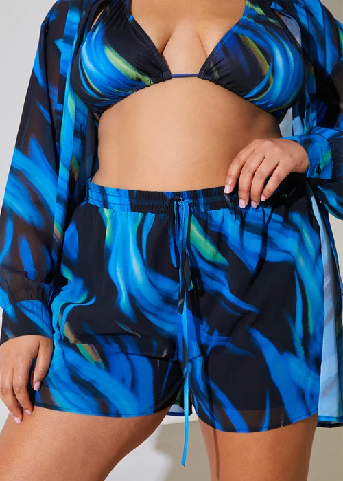 In The Style Perrie Sian Blue Abstract Print Co Ord Shorts - 24 Image 8
