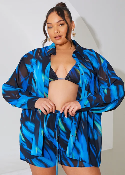 In The Style Perrie Sian Blue Abstract Print Co Ord Shorts - 24 Image 6