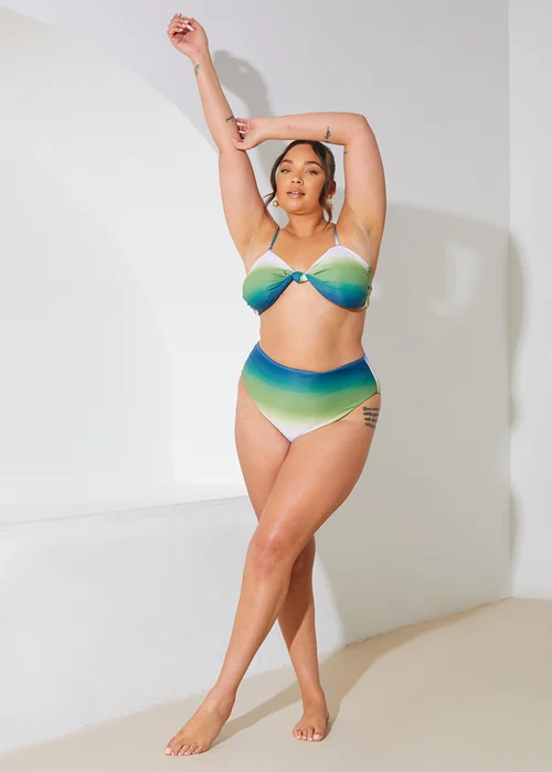 In The Style Perrie Sian Blue Ombre High Waisted Bikini Bottoms - Size 8 Image 8