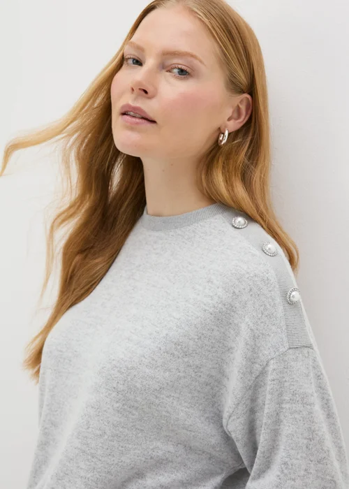 Grey Shoulder Embellished Sweatshirt - S Image 3