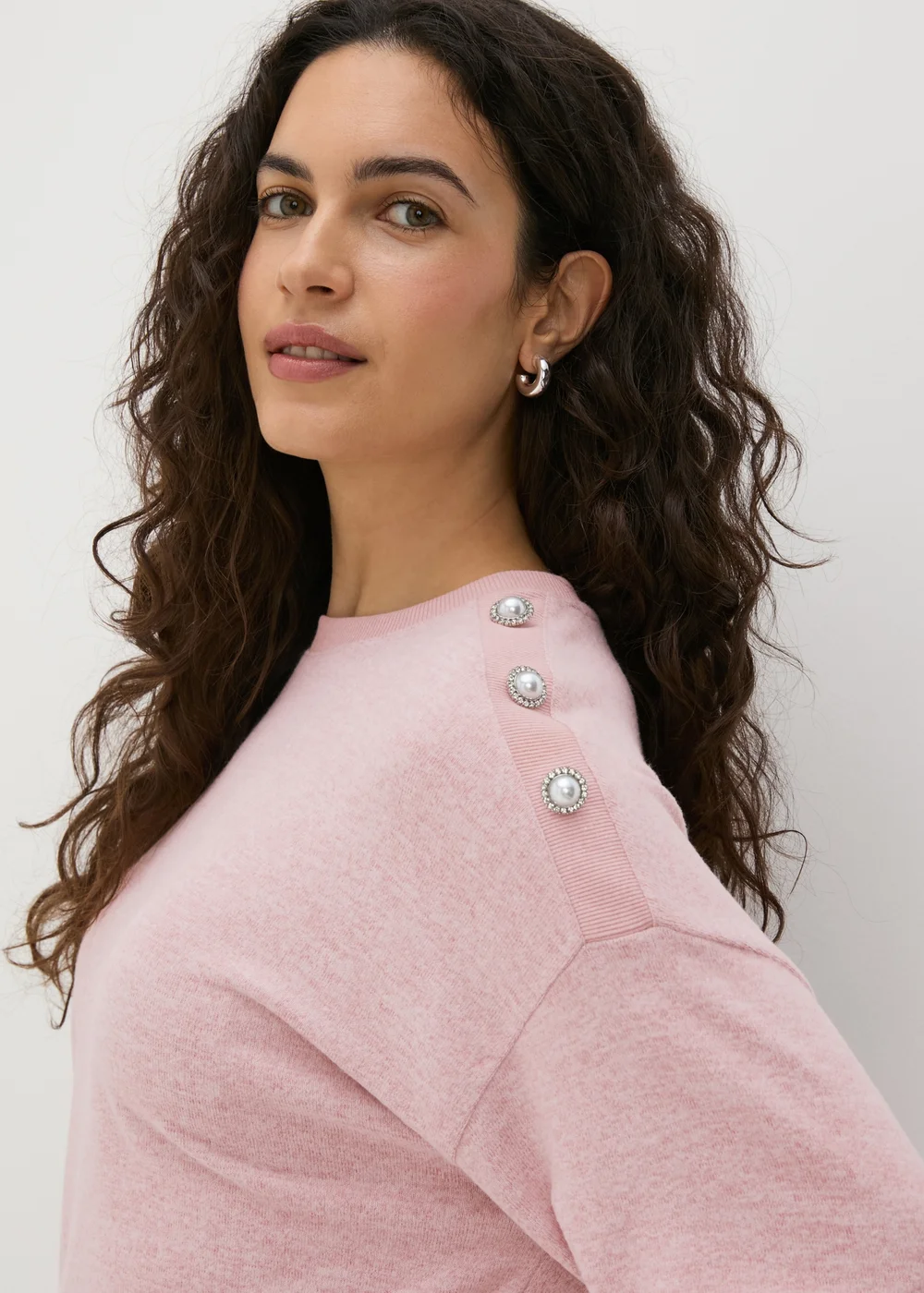Pink Shoulder Embellished Jumper - S Image 3