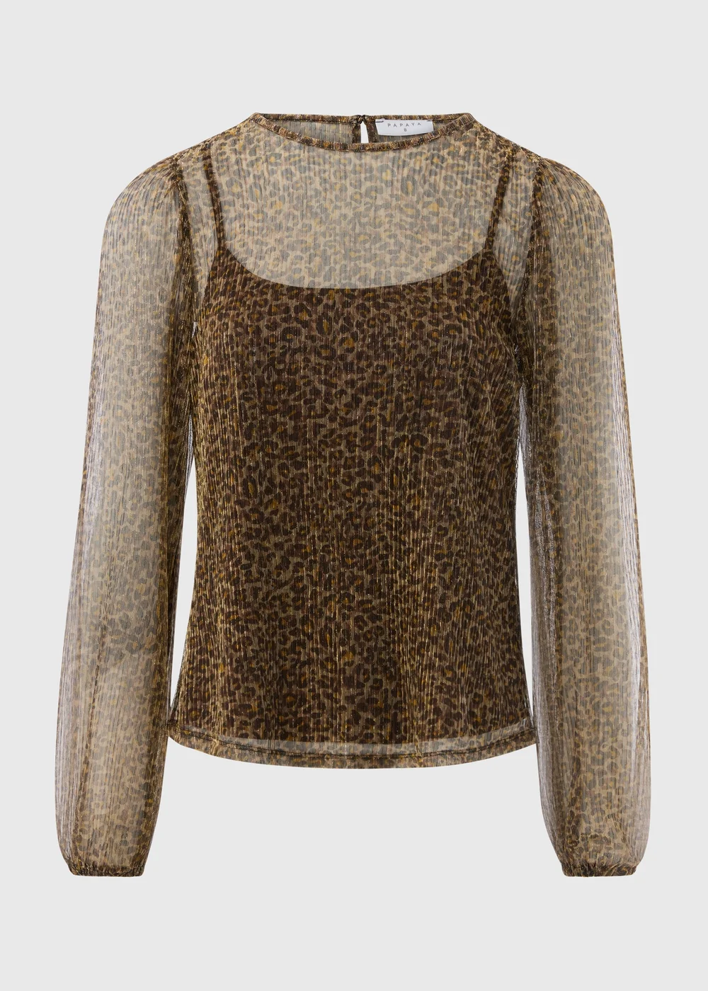 Brown Animal Mesh Blouse - 8 Image 4