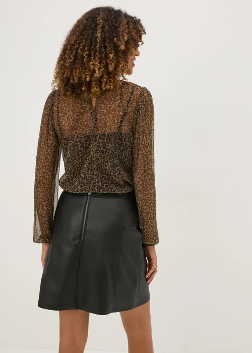 Brown Animal Mesh Blouse - 8 Image 2