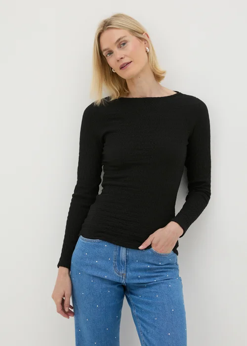 Black Long Sleeve Textured Top - 8 Image 3