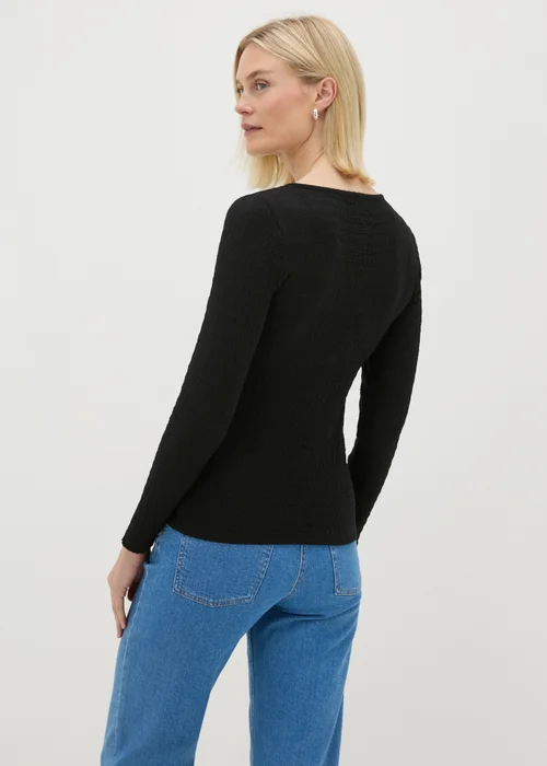 Black Long Sleeve Textured Top - 8 Image 2