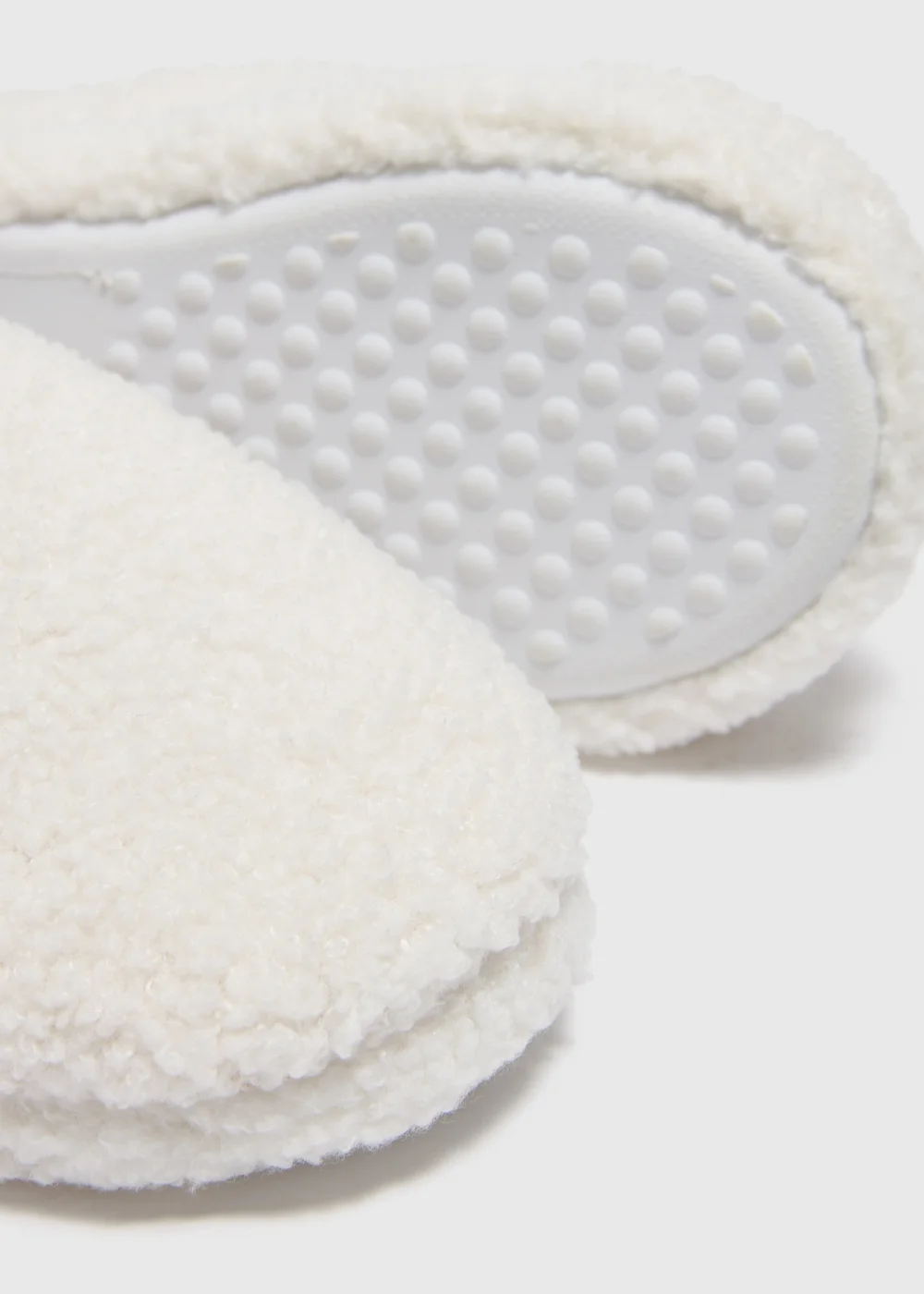 Girls Cream Borg Mule Slippers (Younger 10-Older 5) - Size 1 Image 2