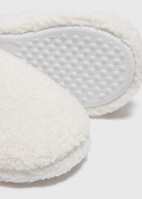 Girls Cream Borg Mule Slippers (Younger 10-Older 5) - Size 1 Image 2