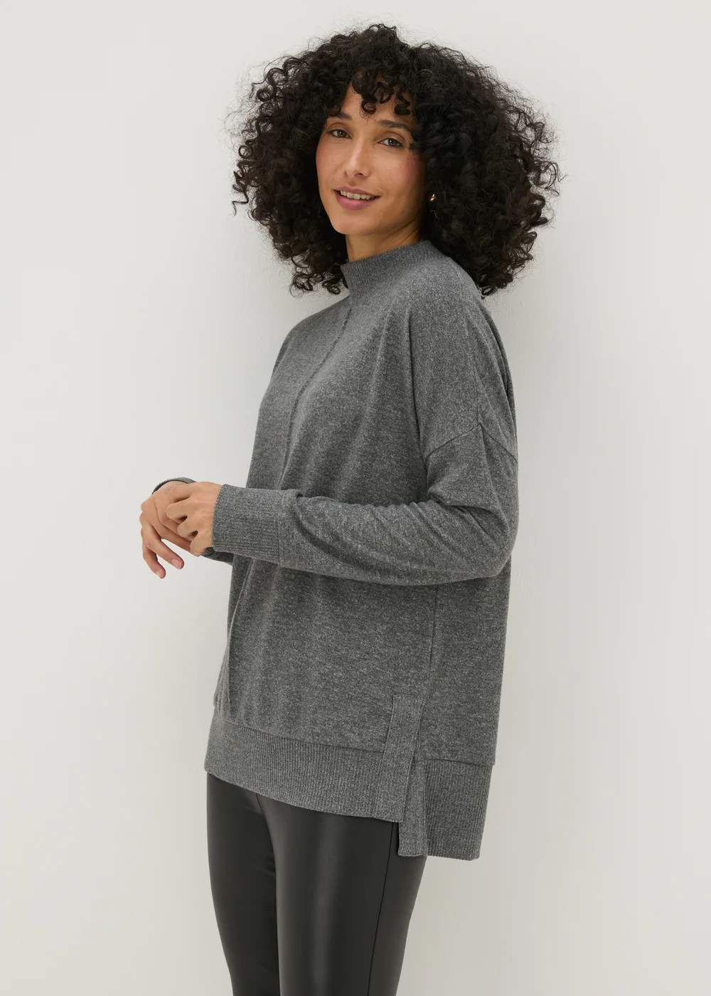 Charcoal Front Seam Oversized Top - Small Image 1