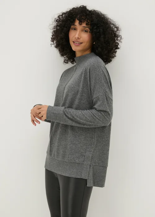 Charcoal Front Seam Oversized Top - Small Image 1