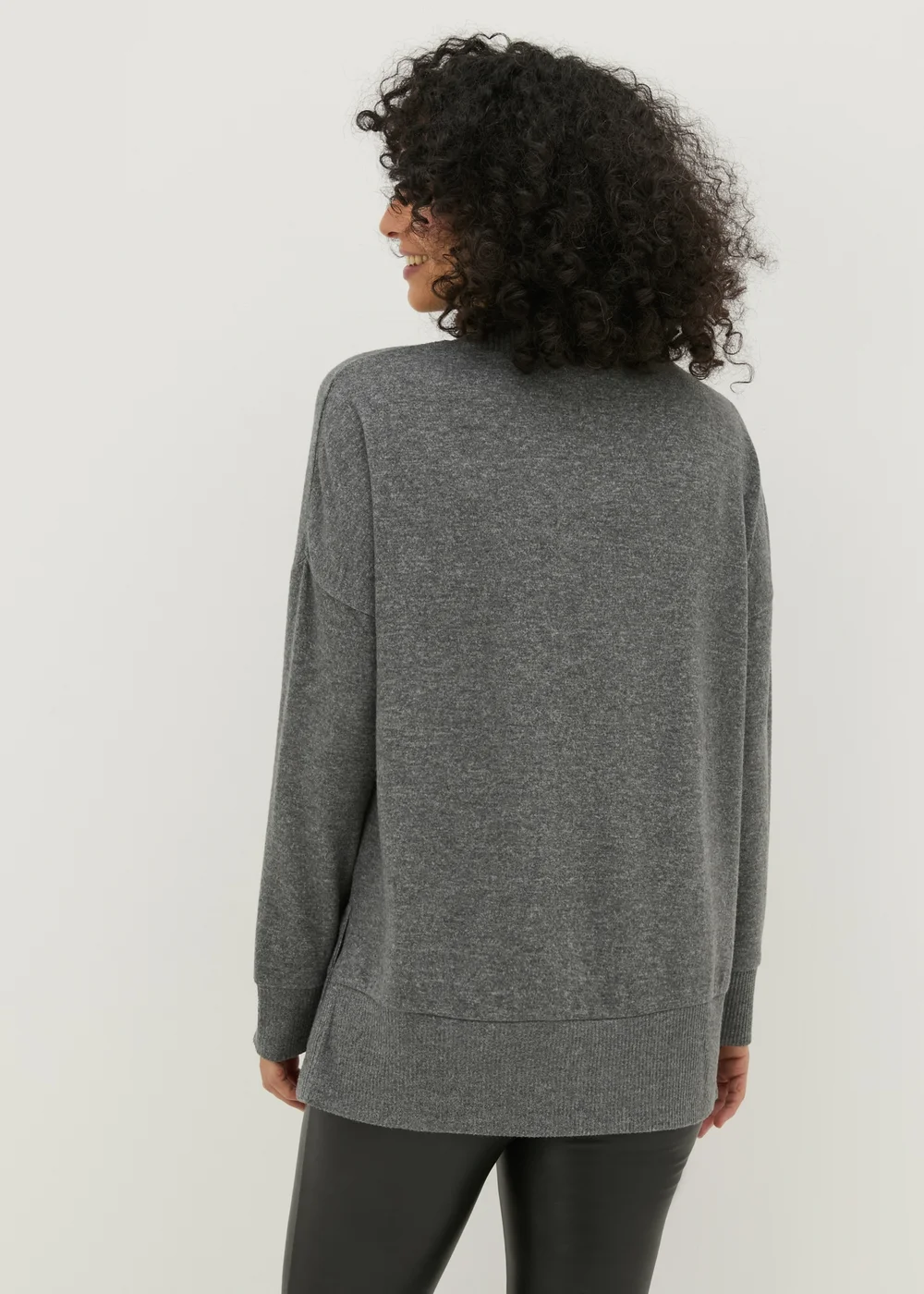 Charcoal Front Seam Oversized Top - Small Image 2