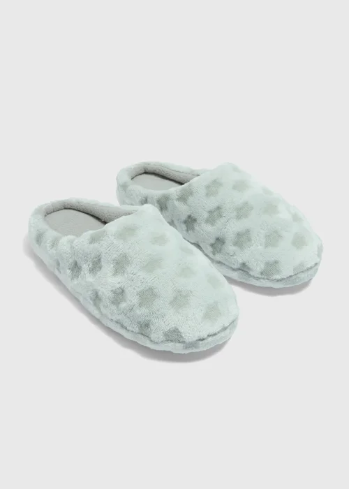 Kids Grey Star Mule Slippers (Younger 10-Older 6) - Size 1 Image 1
