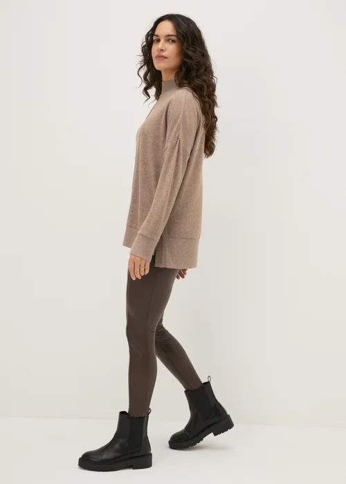 Camel Front Seam Oversized Top - S Image 1