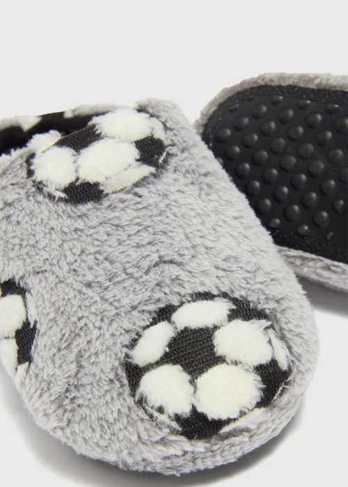 Boys Grey Football Mule Slippers (Younger 10-Older 6) - Size 1 Image 2