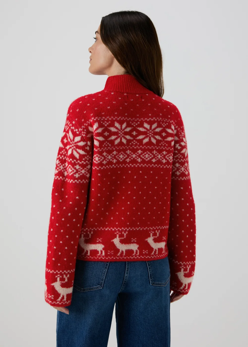 Winter Poem Red Fairisle Half Zip - XS Image 2