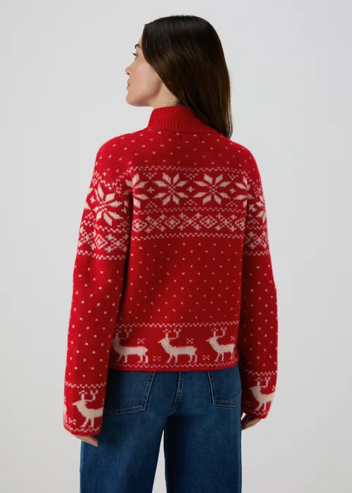 Winter Poem Red Fairisle Half Zip - XS Image 2