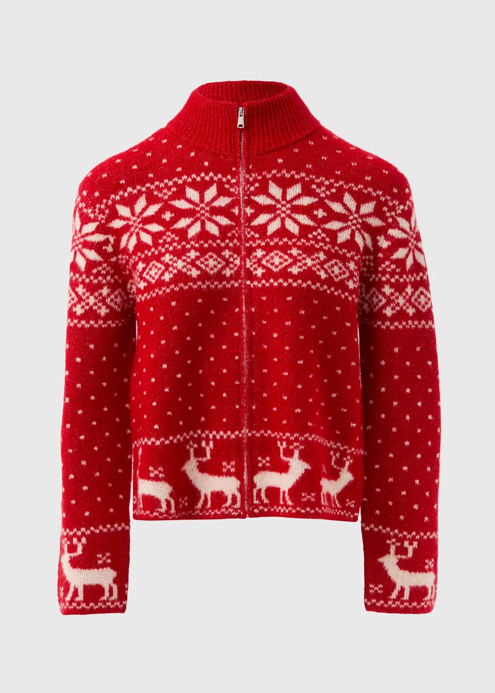 Winter Poem Red Fairisle Half Zip - XS Image 4